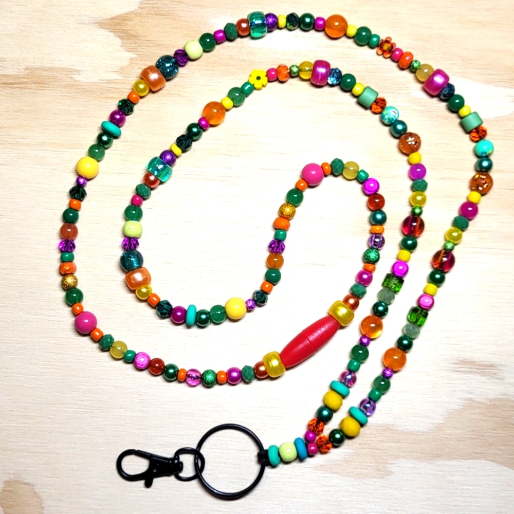 Kelly Green Beaded Lanyard